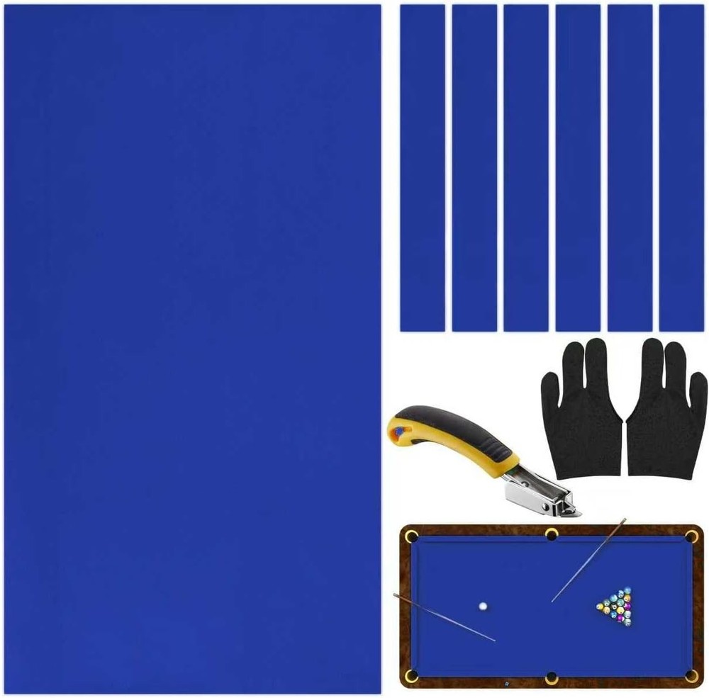 Pre-Cut Pool Table Felt Replacement Kit - 8ft Billiard Cloth w/Gloves, Strips