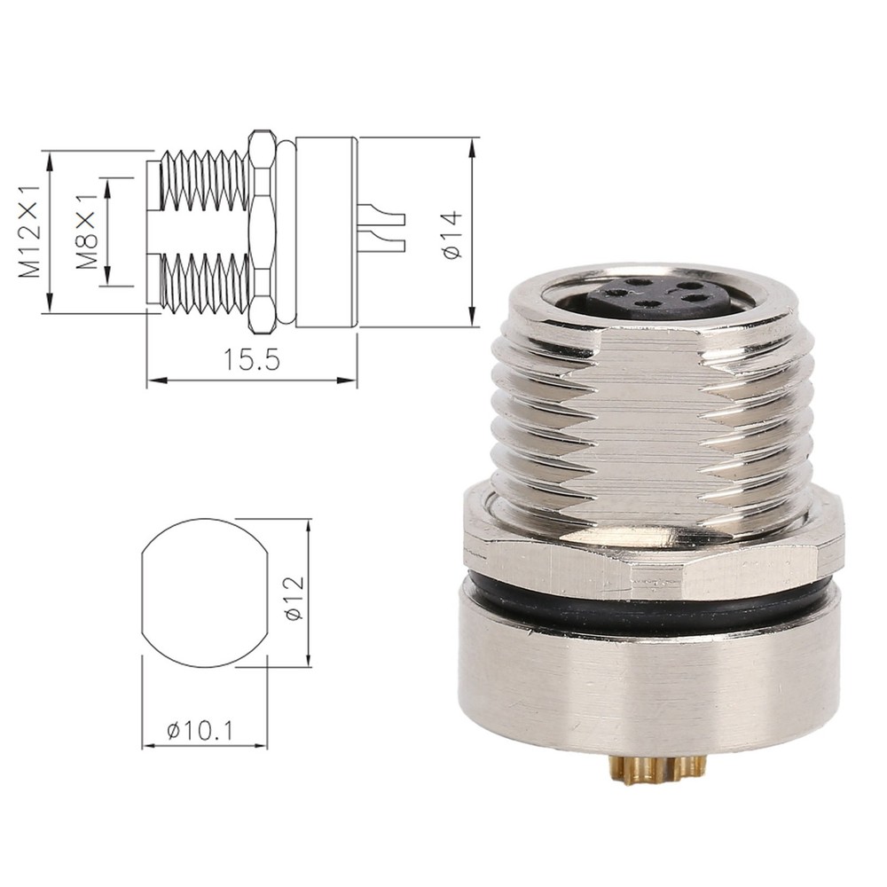 M8FS5 Panel Mounted Socket M8 IP67 Connector 5pin Plug Adapter Connector❀