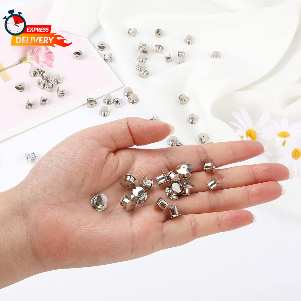 30 Pieces Metal Pin Backs Locking Pin Keepers Locking Clasp