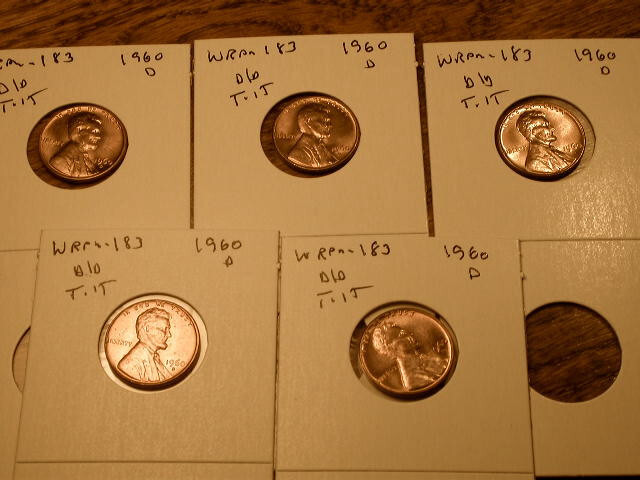1960-D WRPM#183 D/D Tilted Stage A Ch BU Uncirculated Red Lincoln Cent Error