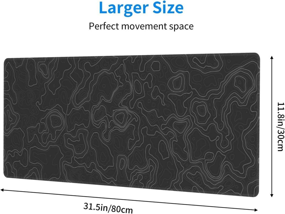 Topographic Map Lines Mouse Pad Geographic Gaming X-Large,