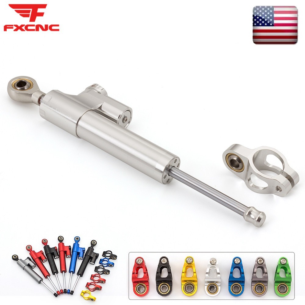 CNC Adjustable Motorcycle Steering Damper Stabilizer Linear Control Universal US