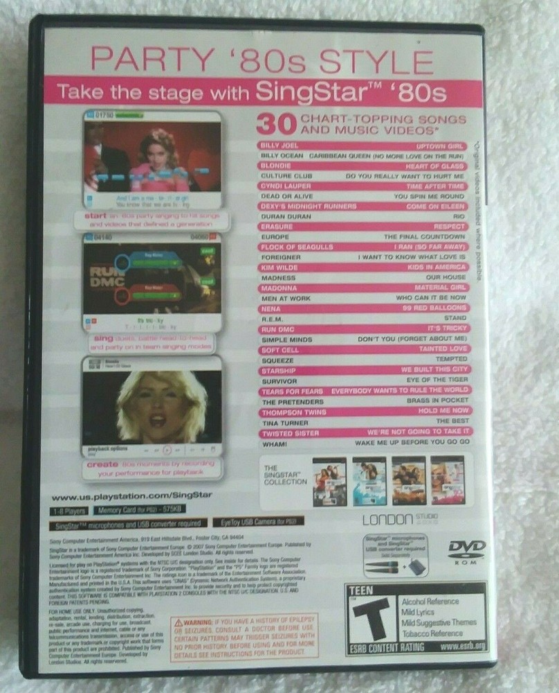 Play Station 2 Singstar '80s Game Replacement Case 2007 Case Only