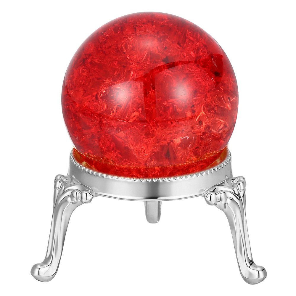 Ball Crystal 40mm, Icy Glass, Red/Silver