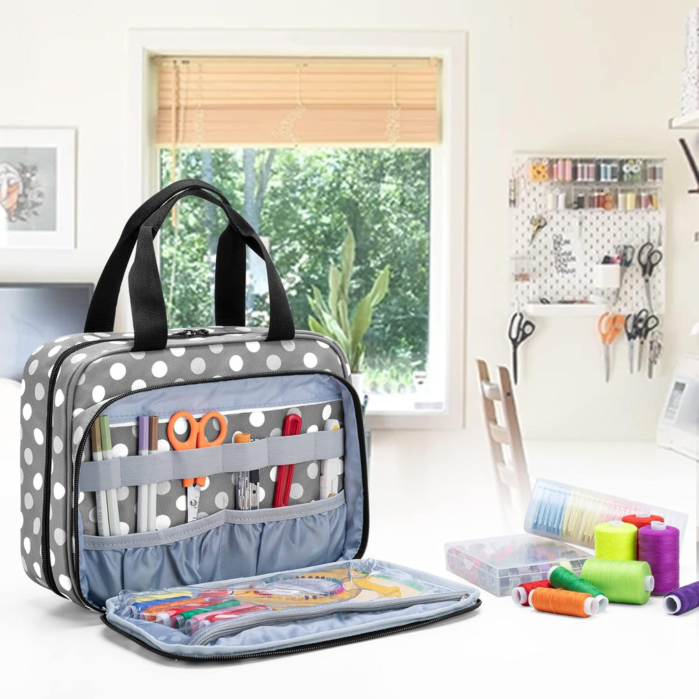 Large Sewing Organizer with 3 Inner Sections (Fold up Easily), Sewing Supply Org
