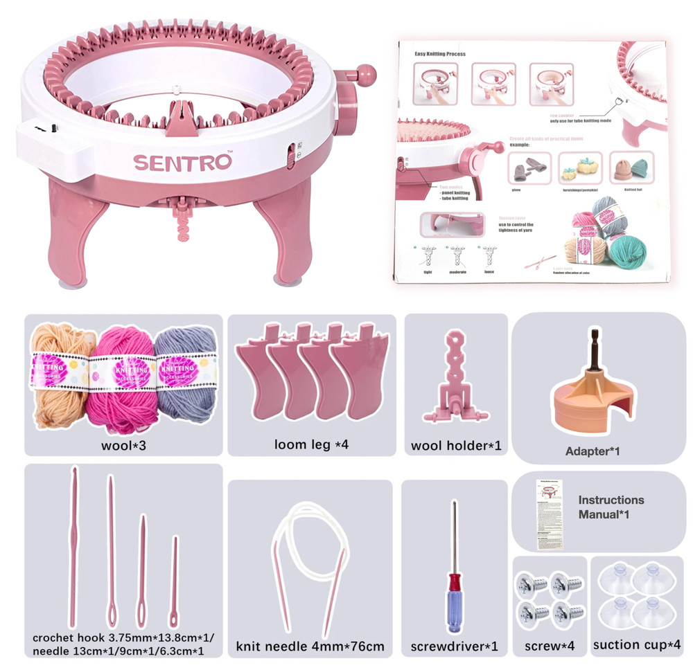 Authentic Sentro Knitting Machine 48 Needles with Drill Adapter