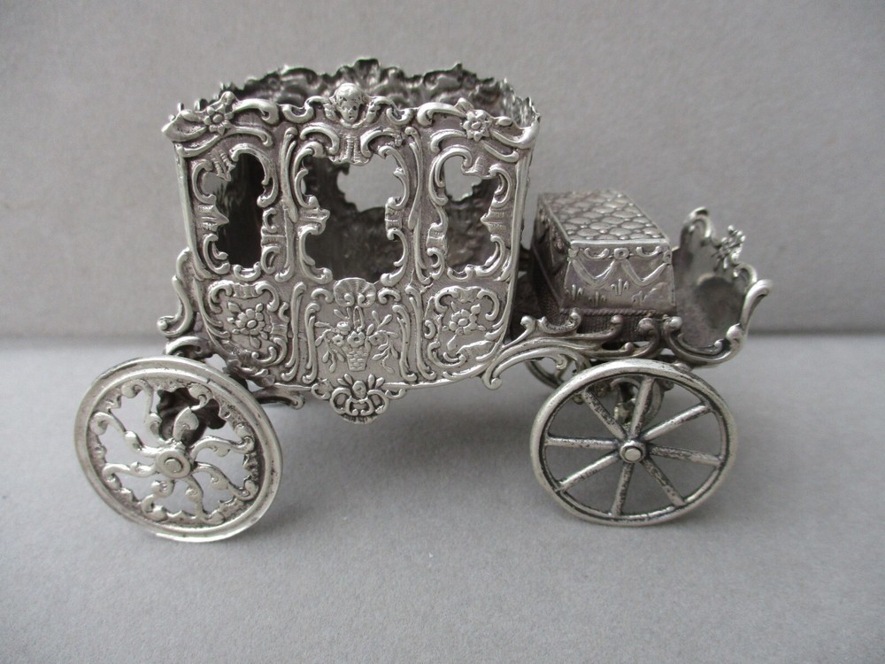 Antique Miniature Silver Coach / Carriage 54 G