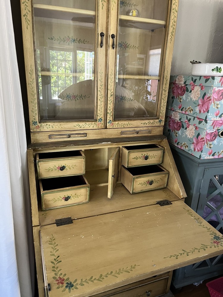 Drop-leaf Secretary Desk Hand-painted Shabby-chic