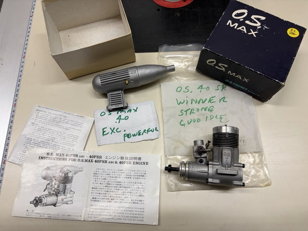 OS MAX 40F SR RC Engine with Box, Muffler & Instructions