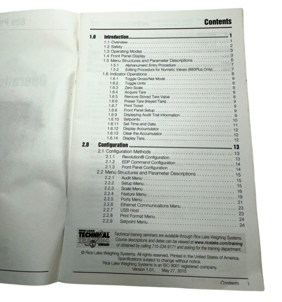Rice Lake 880 Panel Mount Controller/Indicator Operation Manual, 152240 - Rev D