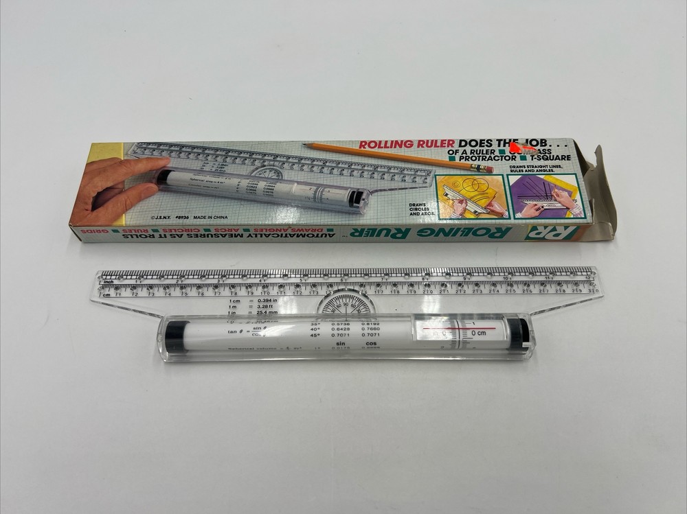 Vintage JSNY Rolling Ruler Multi-Functional Drawing Instrument with Original Box