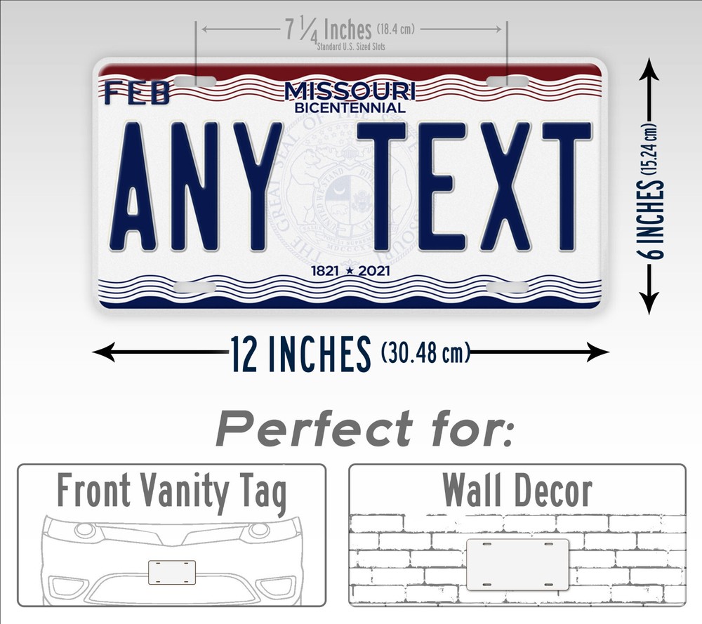 Customized Missouri Bicentennial State License Plate MO Replica Personalized Tag