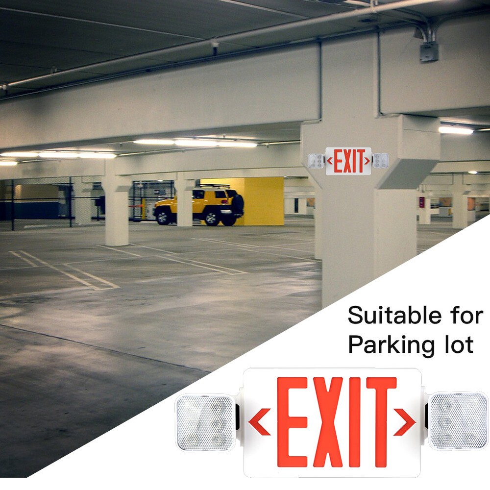 Red LED Exit Sign, UL-Listed Emergency Light - Dual LED Lamp ABS Fire Resistance