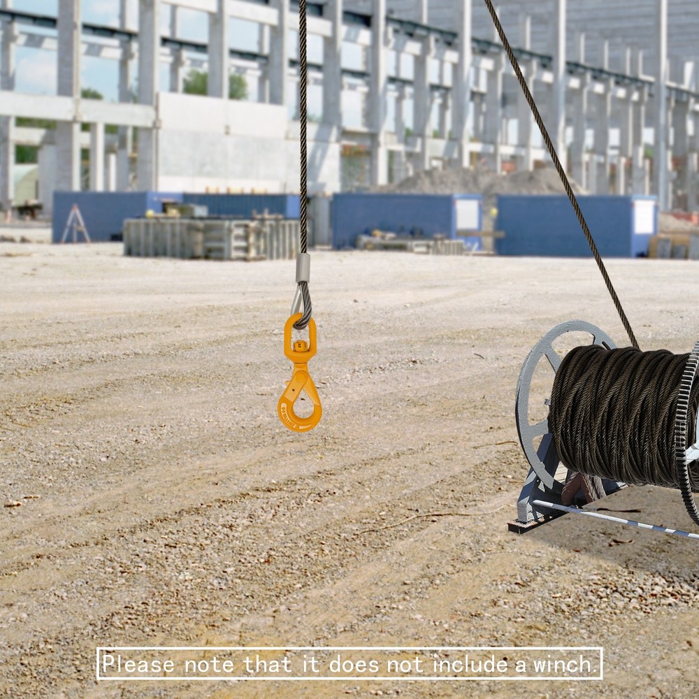 Wire Rope Winch Cable,7/16"*50ft Winch Cable with Self Locking Hook Carbon Steel