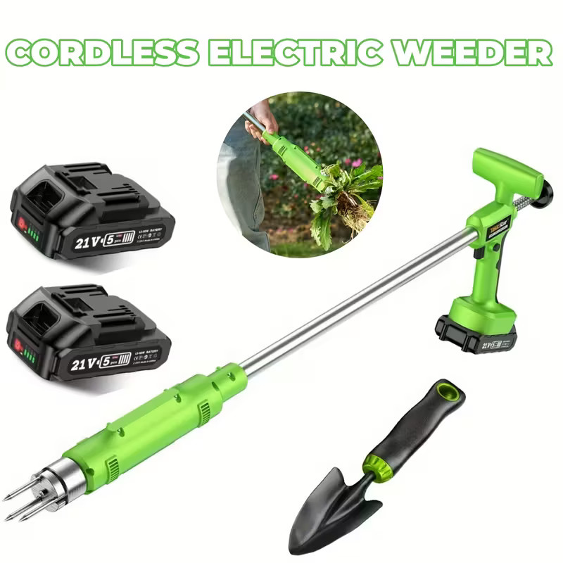 TaskStar Electric Weed Puller Tool 2pcs 2000mAh Battery without Bending Kneeling
