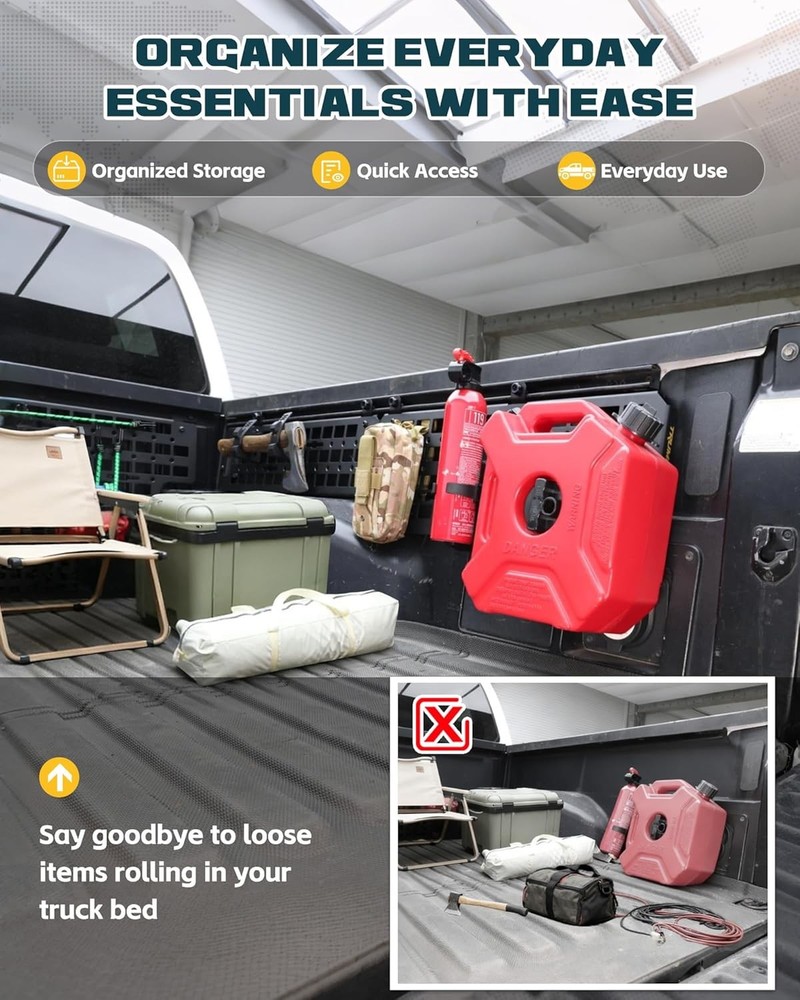 Side &Front Bed MOLLE Panel For 2016-2023 Toyota Tacoma Storage Organizer System