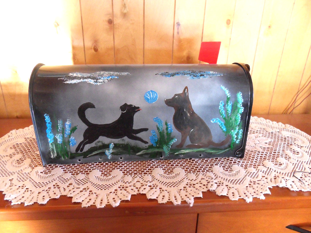 dogs hand painted Mailbox USPS standard size
