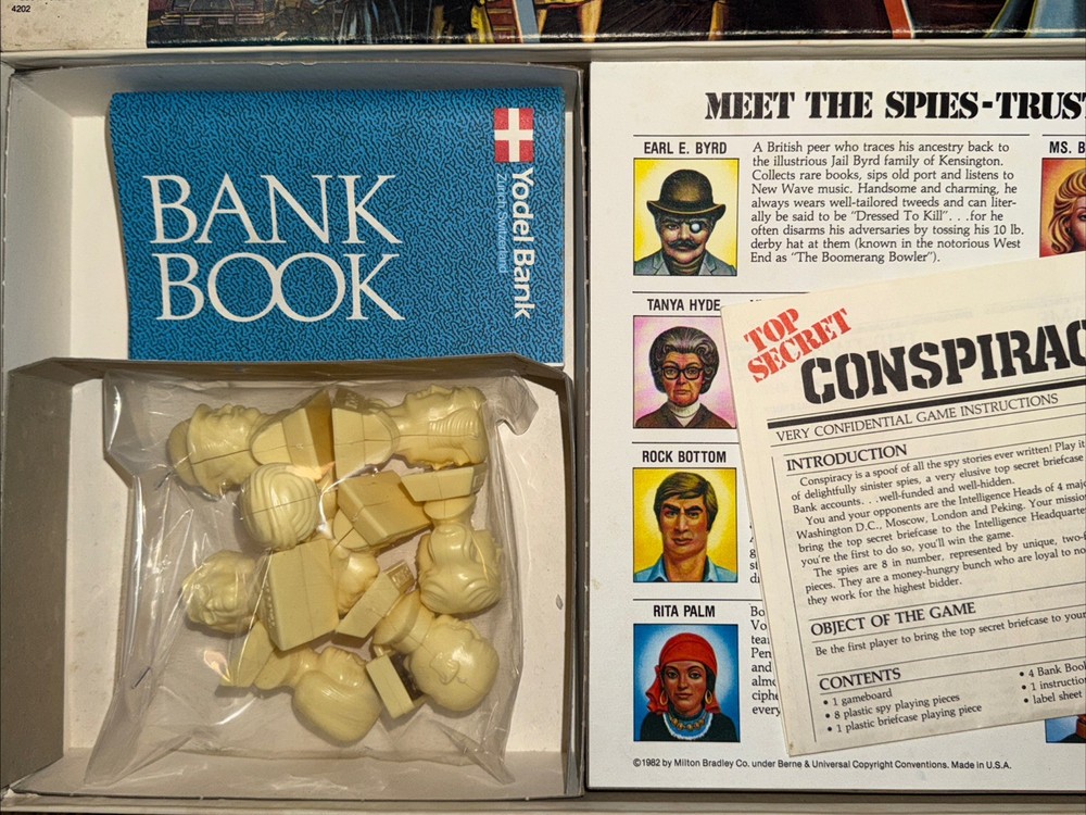 Vintage Conspiracy Board Game 100% Complete Milton Bradley 1982