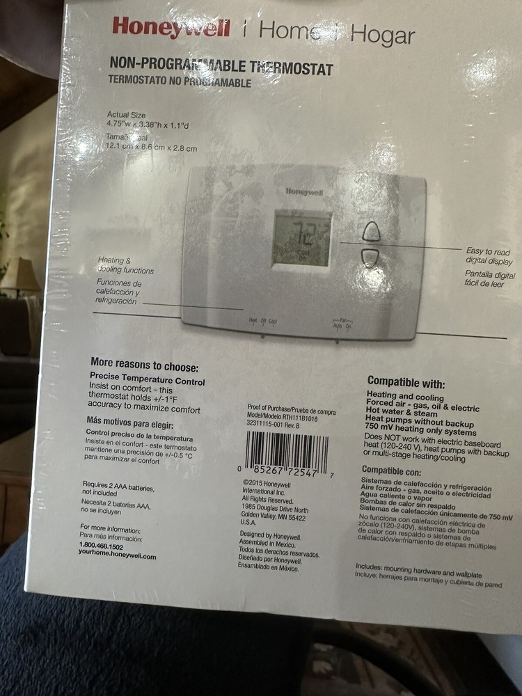 Honeywell RTH111B1024 Digital Non-Programmable Thermostat - White