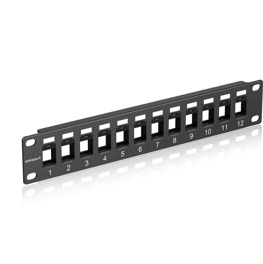 12 Port Mini Blank Keystone Patch Panel 1U Cat6 Network Snap-in Design 10"