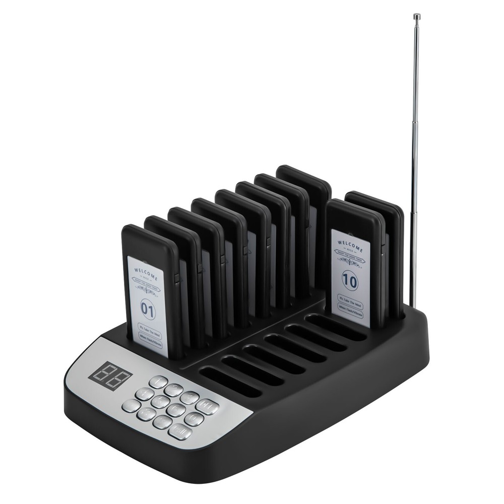 Restaurant Wire-less Pager Calling System 10Buzzer Queuing Calling Pager Waiters