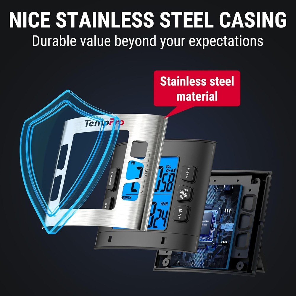 TM02 Timer with Dual Alarms & Memory Function - Stylish & Functional