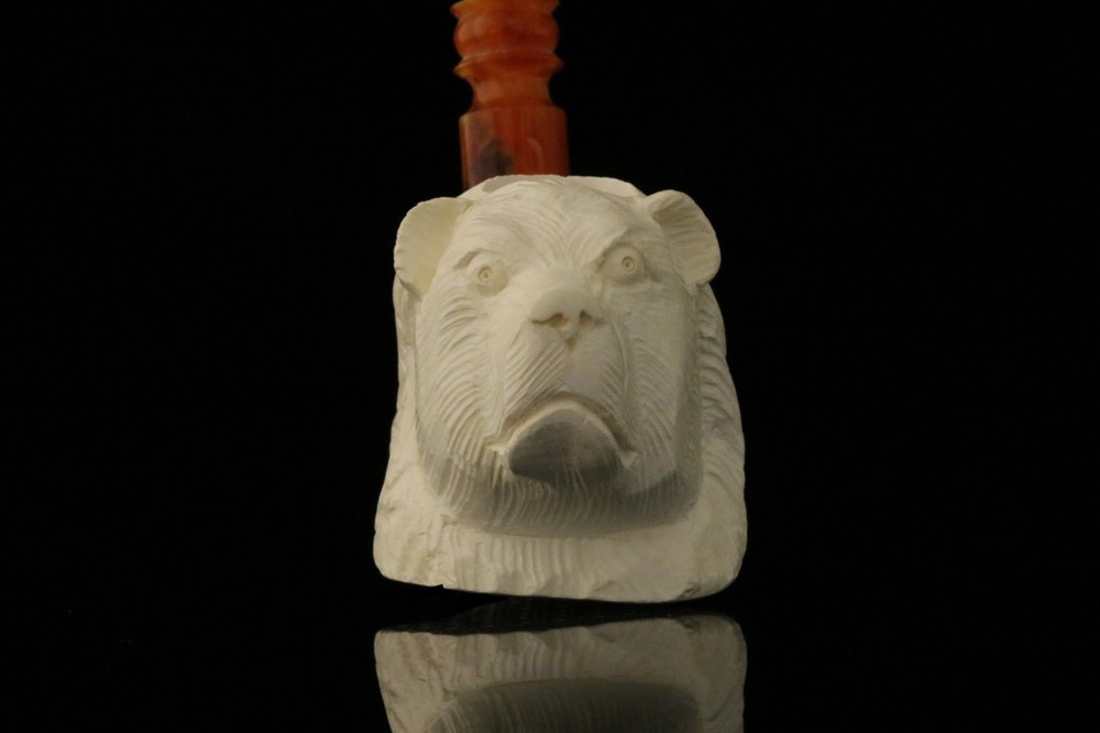 Bear Head Block Meerschaum Pipe with fitted case M3497