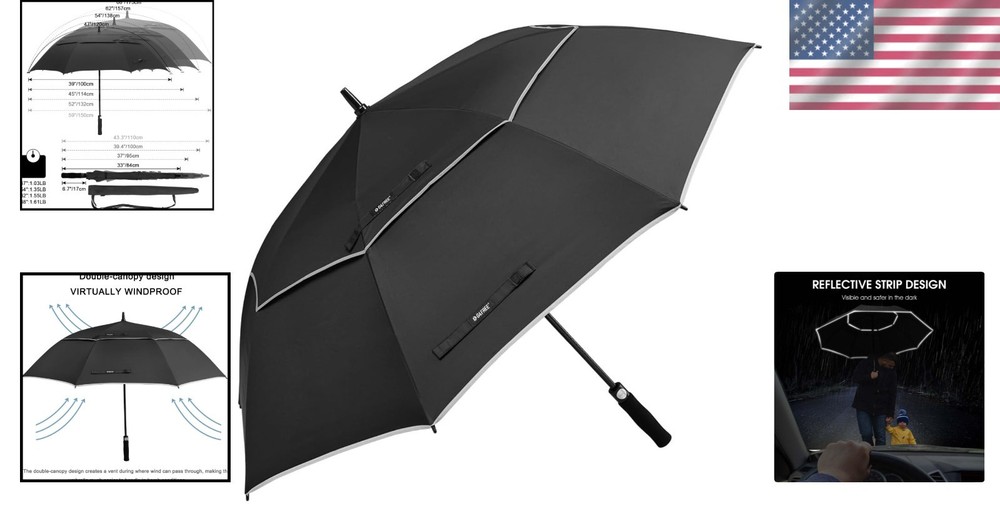 68-Inch Extra Large Golf Umbrella - Automatic Open, Windproof & Waterproof