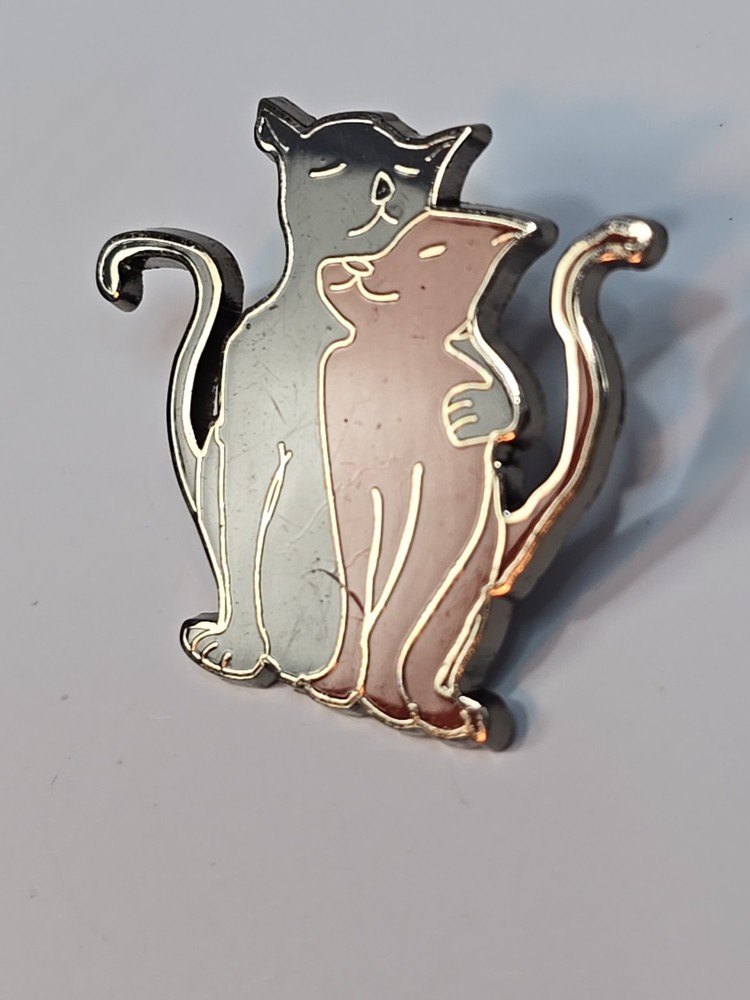 Cats Hugging Gray & Red Colors Lapel Pin
