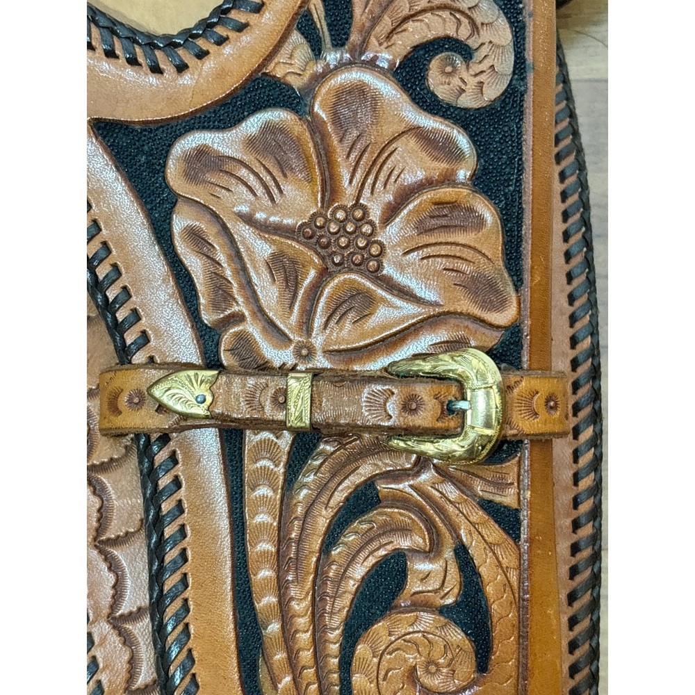 Vintage Leather Tooled Western Holster Belt