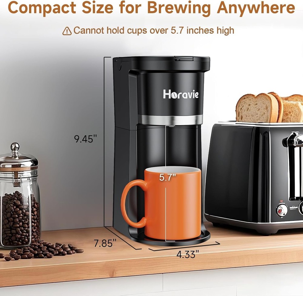 Small Single Serve Coffee Maker, Fast Brew One Cup Coffee Machine for K Cup a...