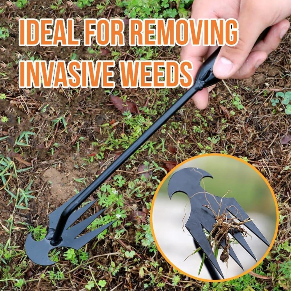 4 Claw Weed Puller Tool Garden Hand Weeder Root Remover Steel Tool