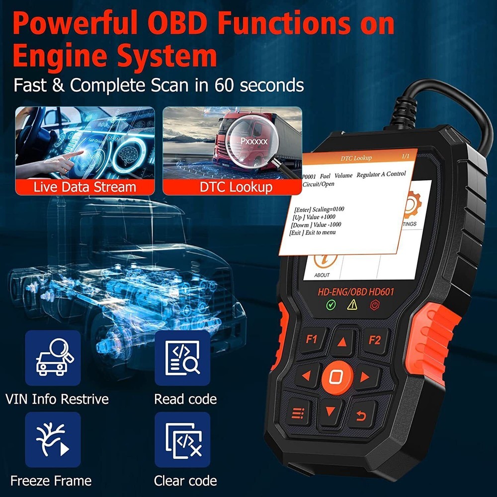 ANCEL HD601 Heavy Duty Truck Scanner Diagnostic Tool Code Reader DPF Regen ABS