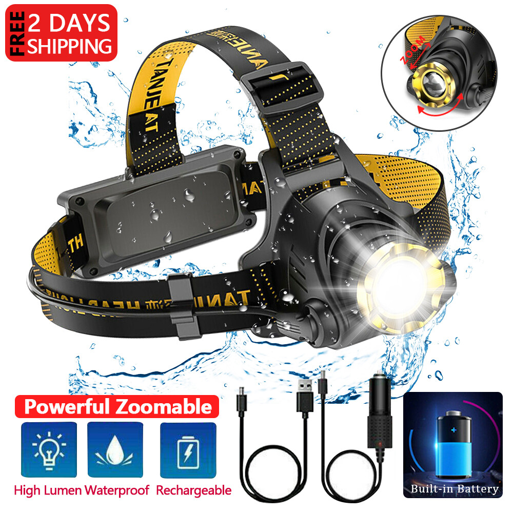 3 pack USB Rechargeable Headlight LED Headlamp Camping Head Torch Flashlight