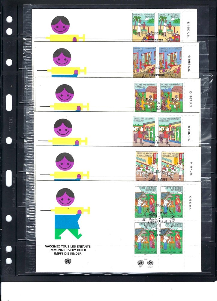 1987 IMMUNIZE EVERY CHILD FDC's (MIB's/4) - UNPA Cachet (480A)
