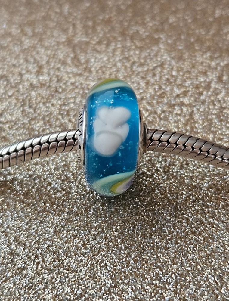 Authentic Pandora Iridescent Rainbow Silver Murano Charm