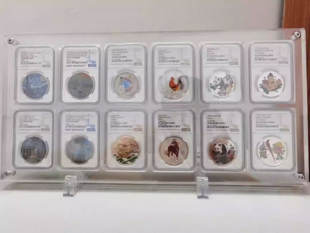 12 Grid Desktop Acrylic Display Frame Protective Box For NGC/PCGS/ICG Holder