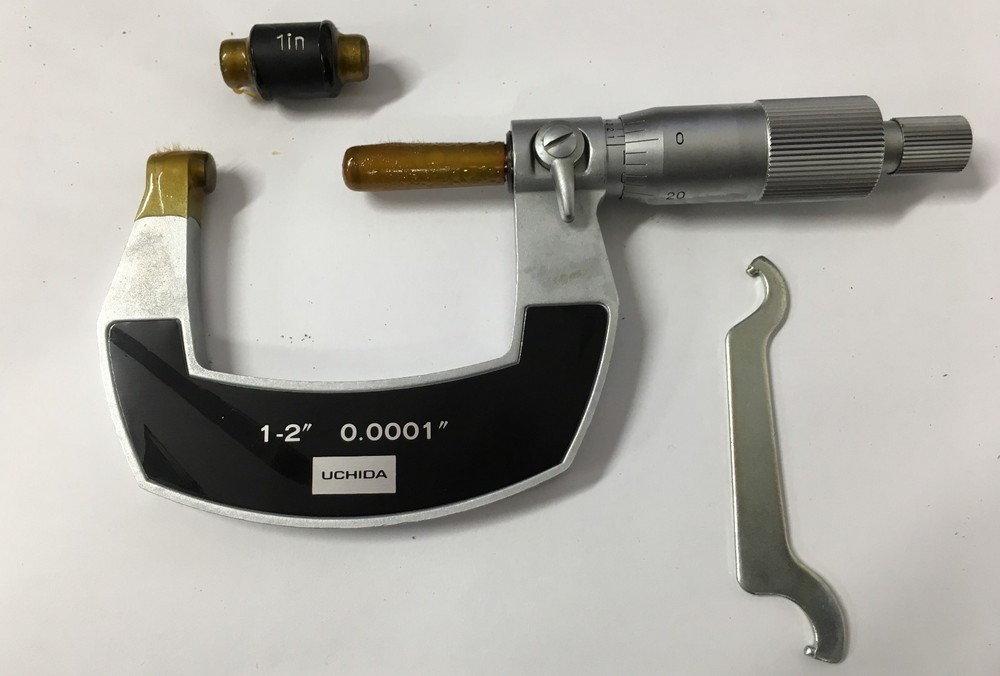 Uchida No. 302V Outside Micrometer, 1-2" Range, .0001" Graduation
