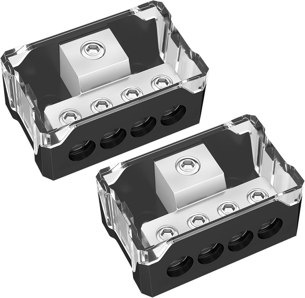 4 Way Power Distribution Block Car Audio 0/2/4 Gauge Input 4/8/10 Gauge Output A