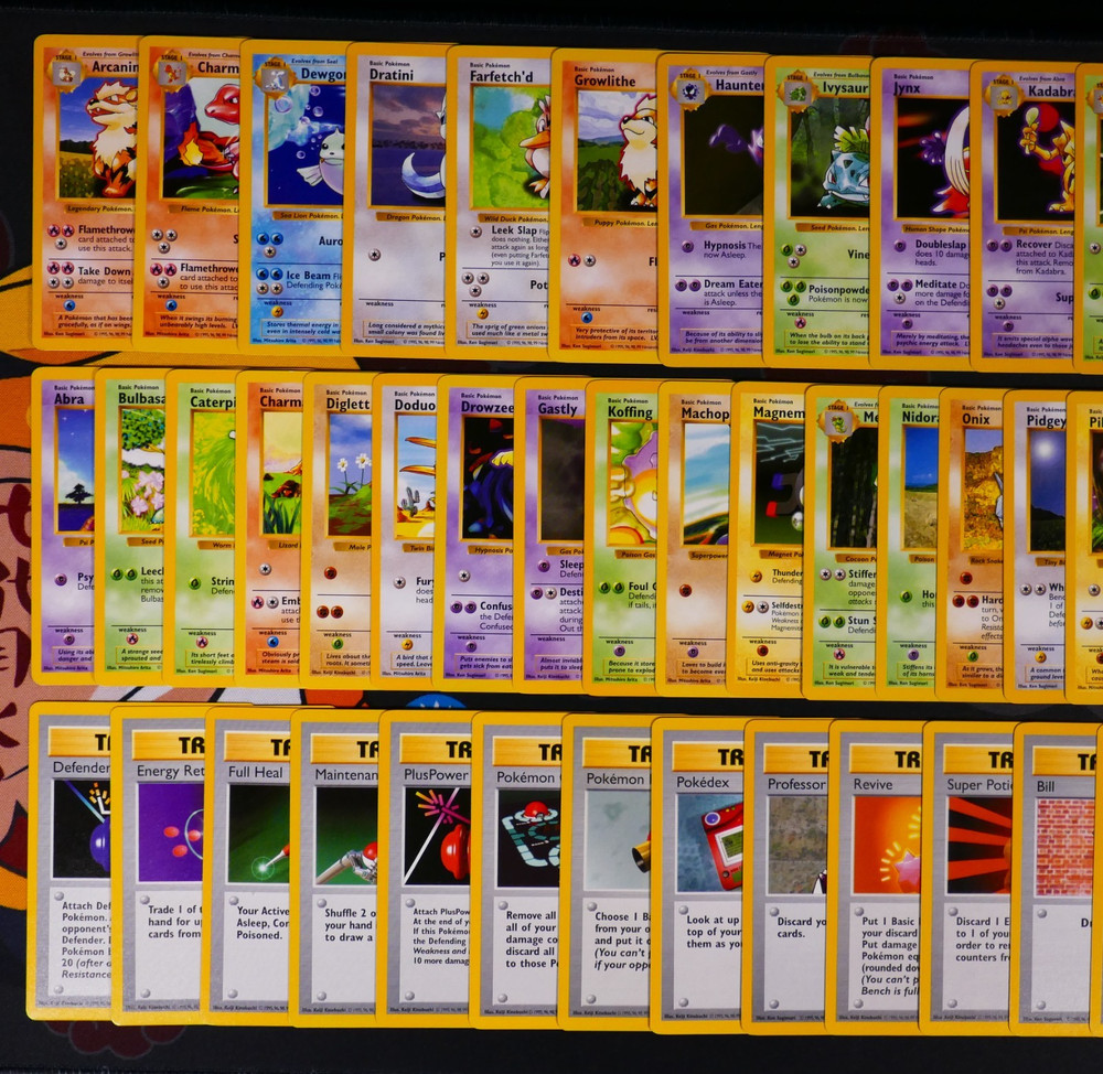 LP/HP Shadowless COMPLETE Pokemon BASE Set UNCOMMON/COMMON Red+Y Cheeks Pikachu