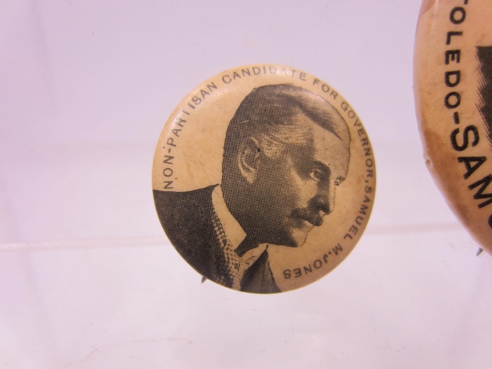 2- 1899 Samuel M. Jones Toledo Mayor Button Pin