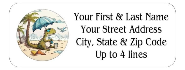 150 Dinosaur Umbrella Beach Mailing Return Address Labels Personalized