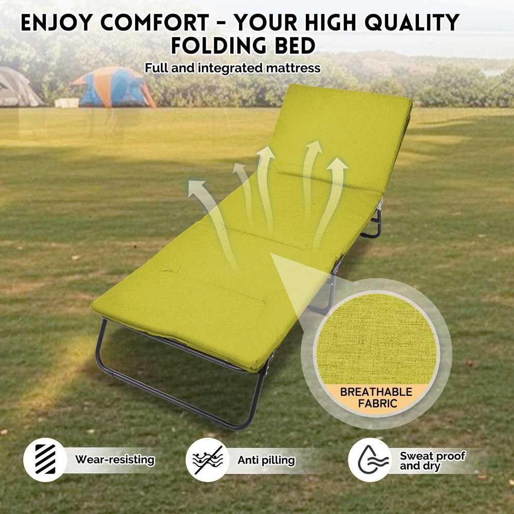 Folding Camping Cot for Adults 5-Angle Adjustable Camping Cot Heavy Duty Outdoor