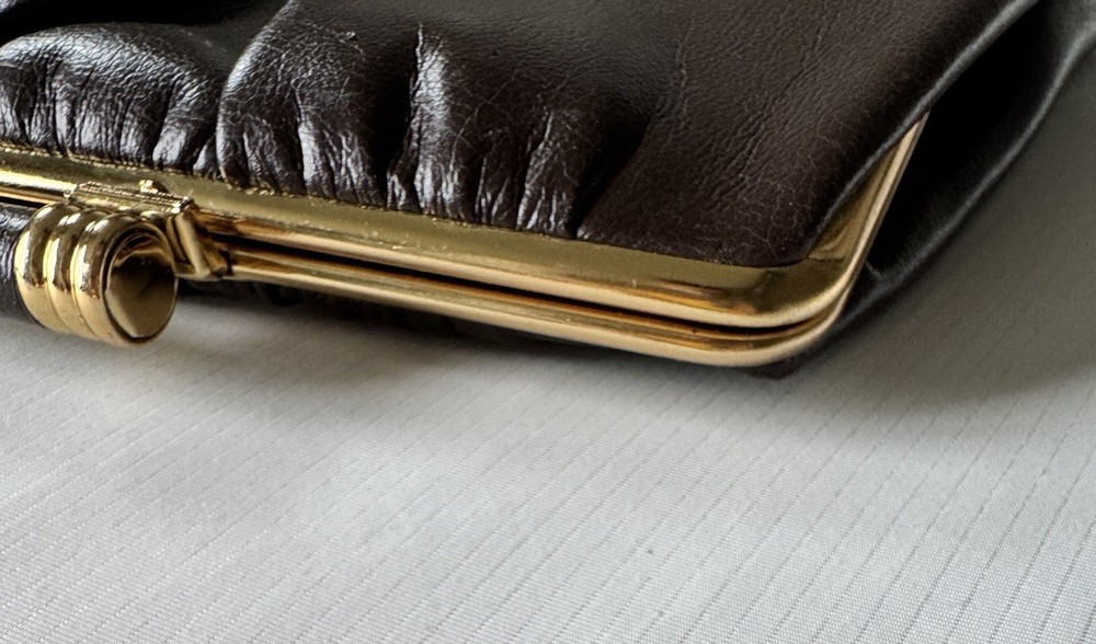 Brown Vintage Ande Clutch With Gold Clasp
