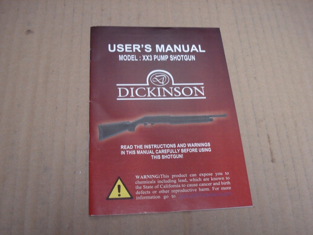 Dickinson Model XX3 Pump Shotgun User's Manual
