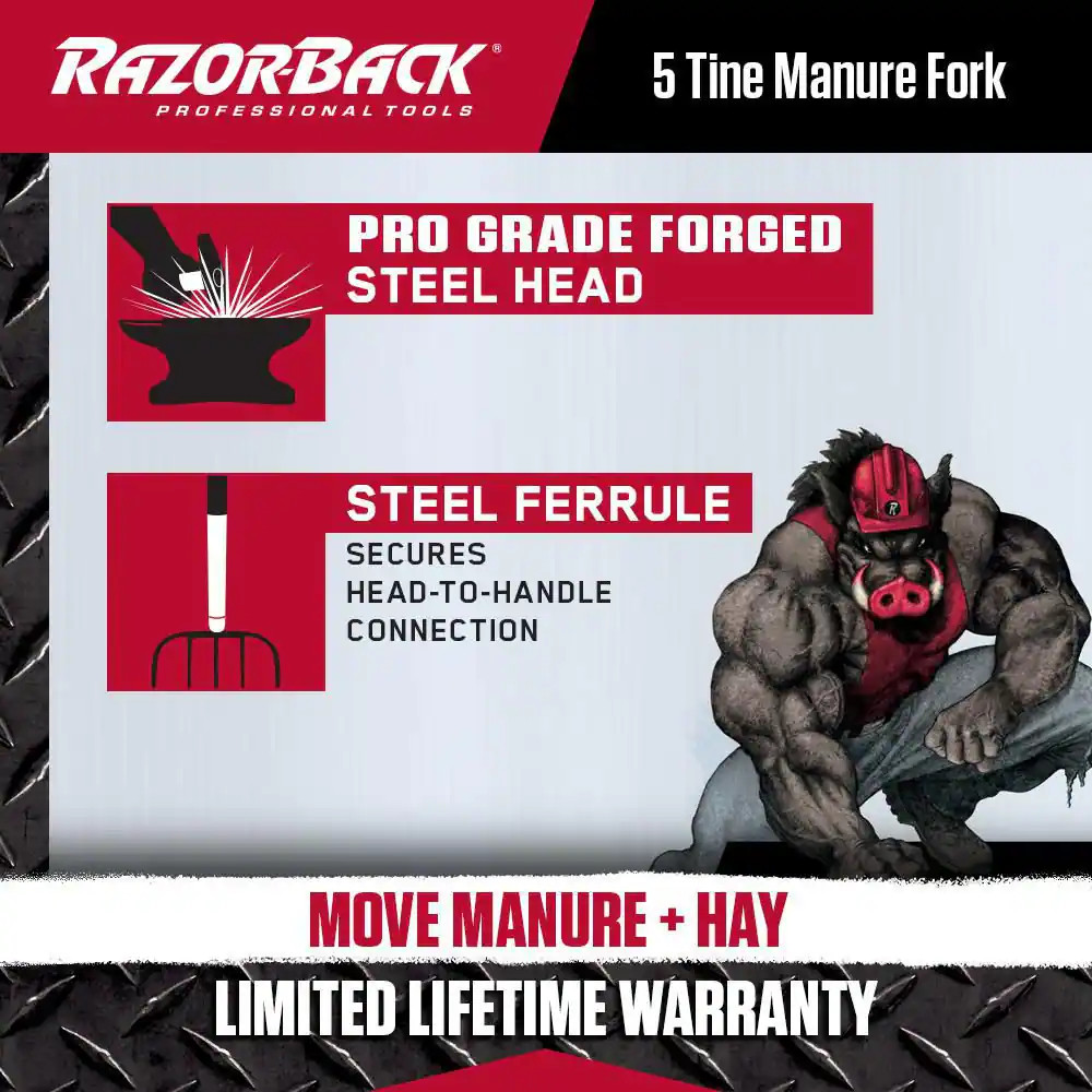 5-Oval Tine Forged Manure Fork