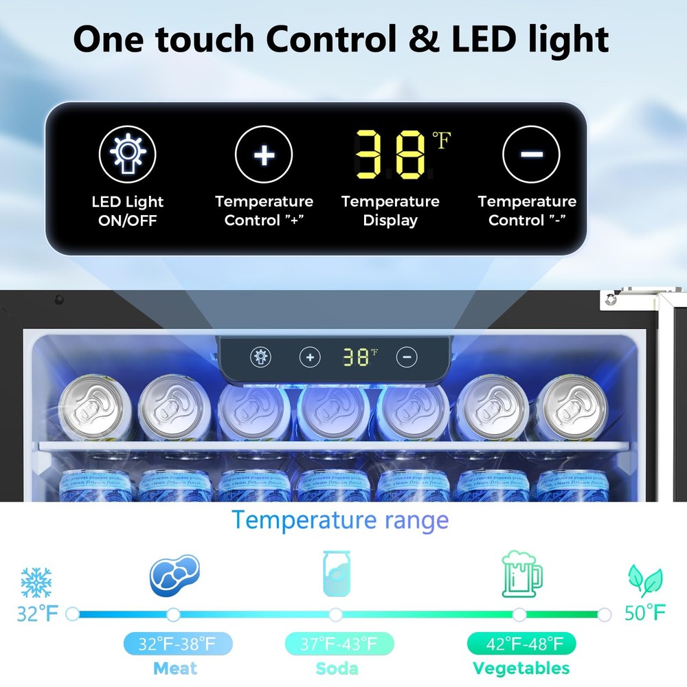 Electactic 24 Inch Beverage Refrigerator, Under Counter Freestanding Beverage