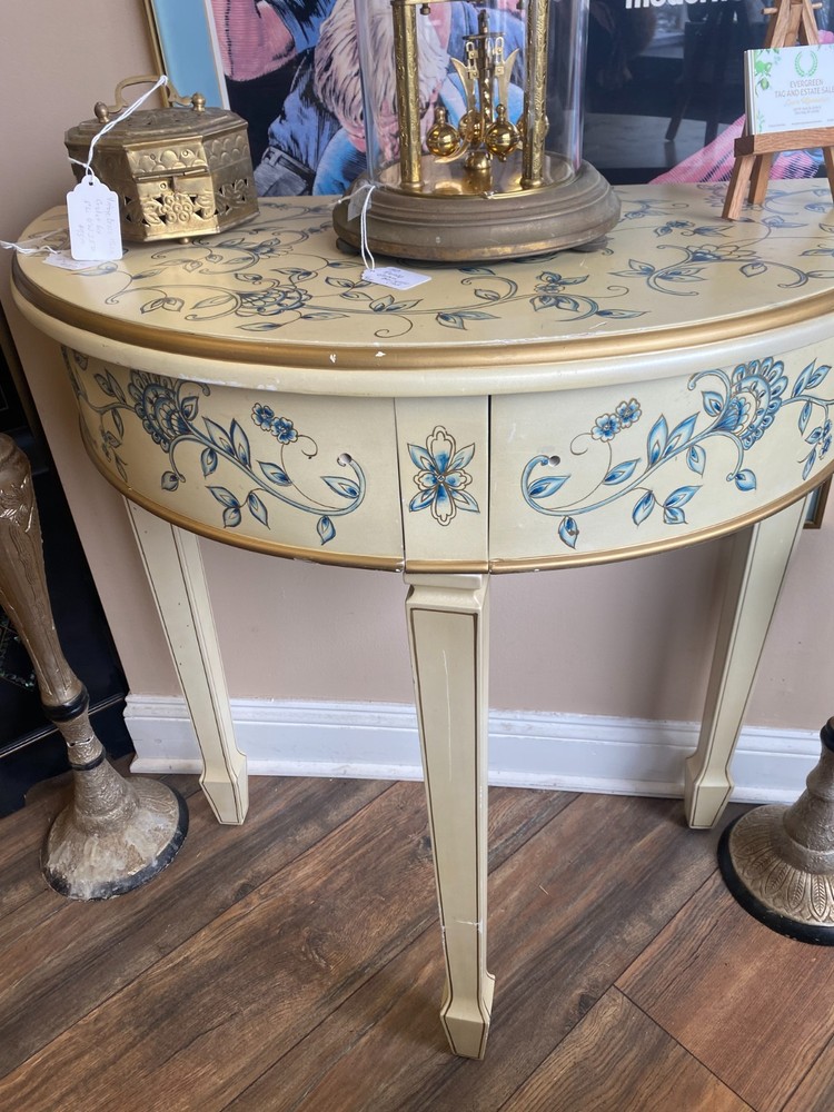 Mid-Century Imperial Demi-Lune Console Table