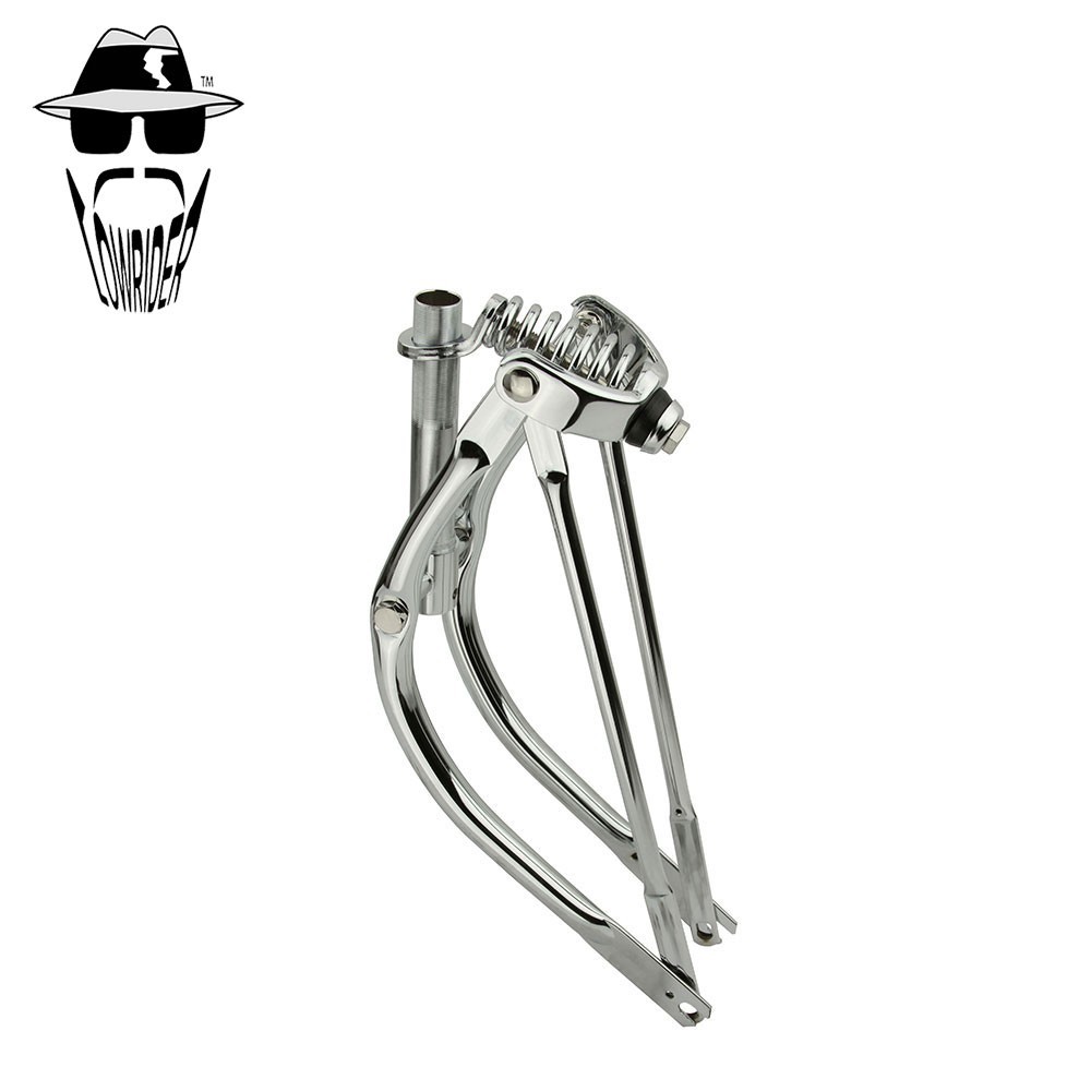 ORIGINAL LOWRIDER 16" Bent Spring Fork Chrome 1" Threaded Bicycle Fork 3/8 Axle.