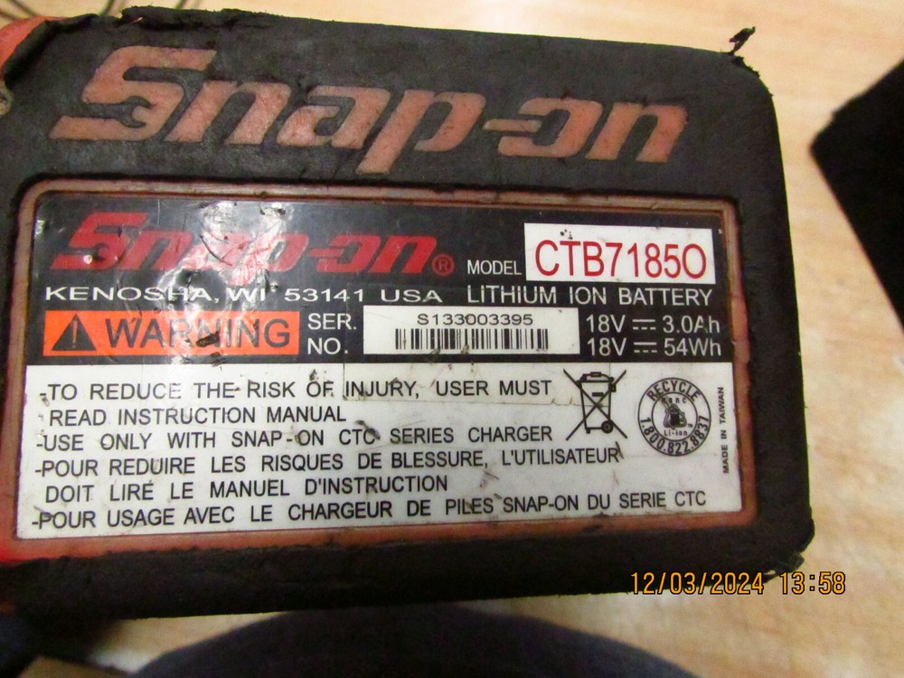 Snap on impact drill and 18 volt battery